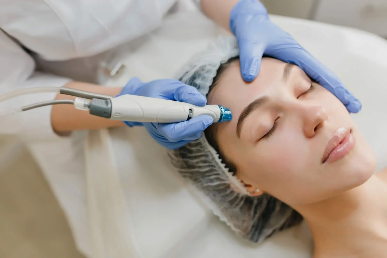 medical dermatology woman closeup-portrait-beautiful-woman-during-cosmetology-dermatology-dermabrasion