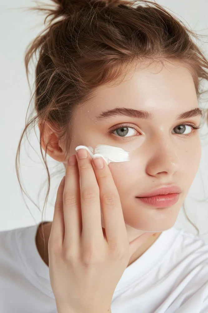 woman-applying-cream-cheek